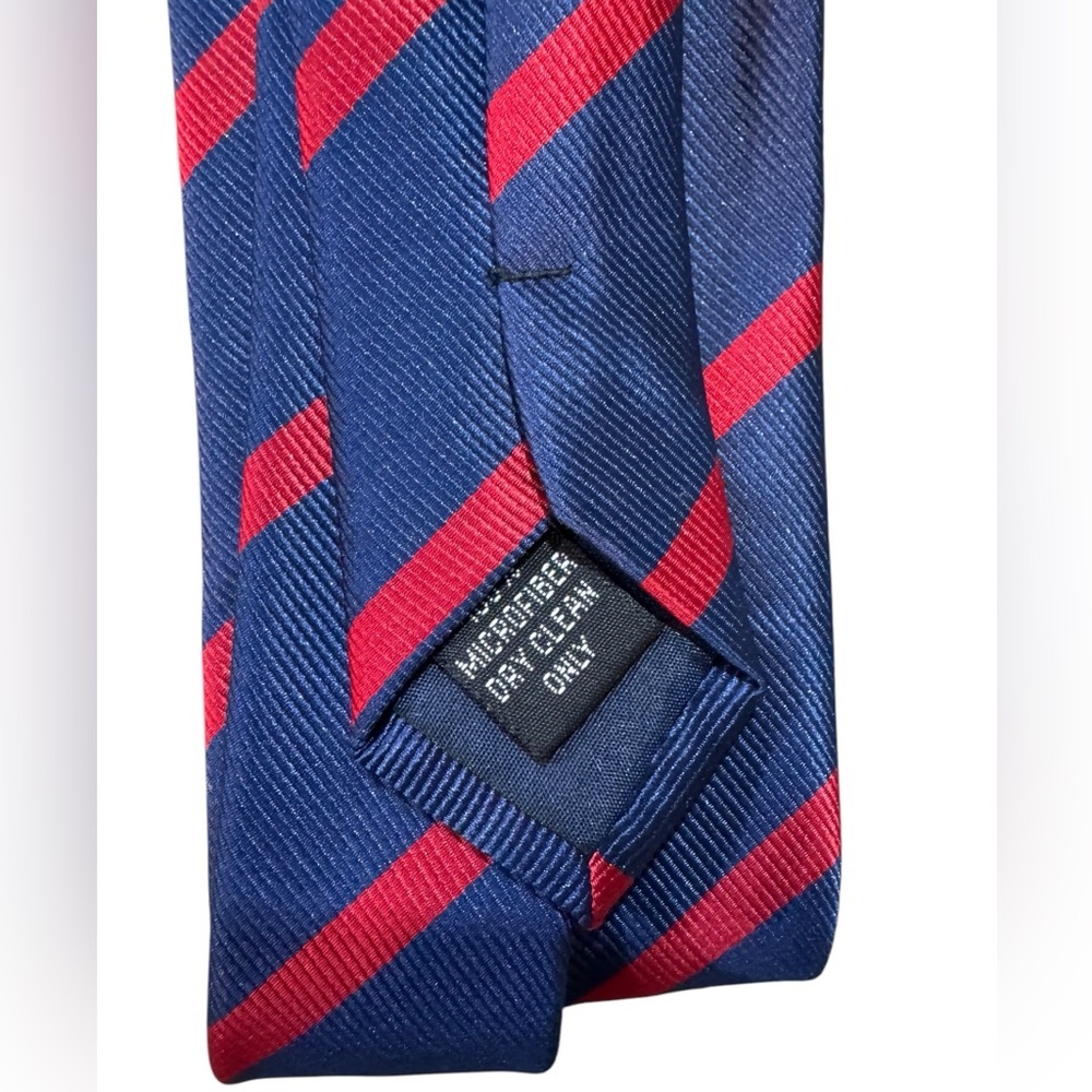 LUTHER PIKE SEATTLE Handmade Blue & Red Striped Tie - Picture 7 of 11